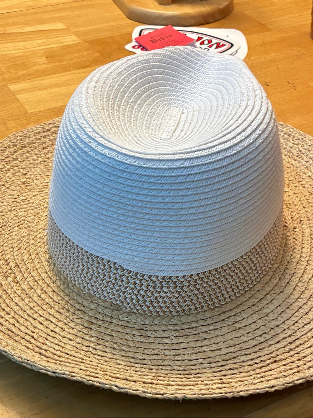 Women’s Two-Tone Straw Sun Hat - White and Tan